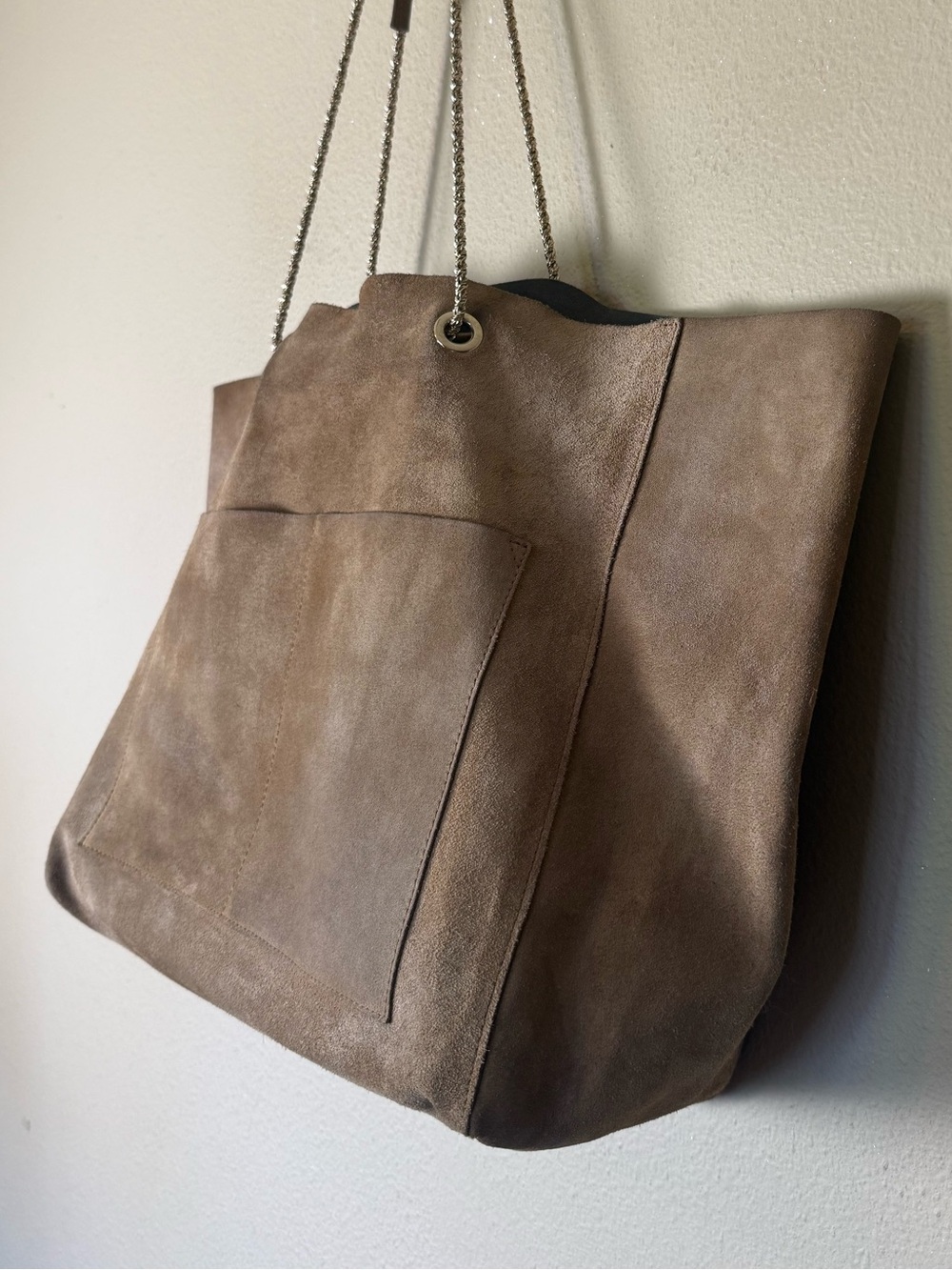 Sezane Gaby Suede Leather Oversized Tote Bag in Light Camel Brown *PROJECT BAG* - Picture 2 of 11